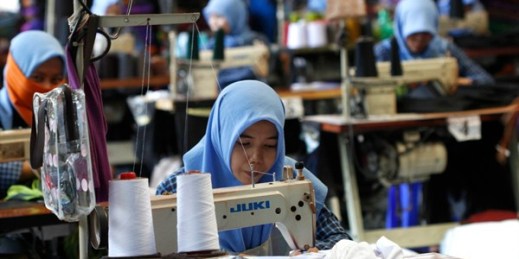 Indonesian workers at Duta Text sarong factory in Pekalongan, Indonesia, March 12, 2018 (Photo by Dadang Trimulyanto for Sipa via AP Images).
