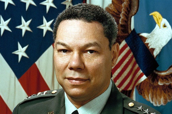 Photo: Official portrait of Colin Powell as chairman of the Joint Chiefs of Staff, for whom the Powell Doctrine was named (Department of Defense photo by Russell Roederer).
