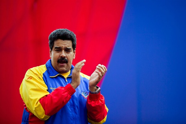 Venezuelan President Nicolas Maduro, Caracas, Venezuela, May 1, 2014 (AP photo by Alejandro Cegarra).