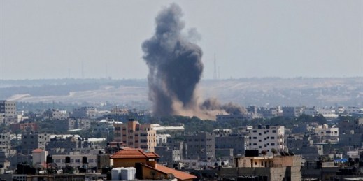 Smoke rises after an Israeli missile strike in Gaza City, July 15, 2014 (AP photo by Adel Hana).