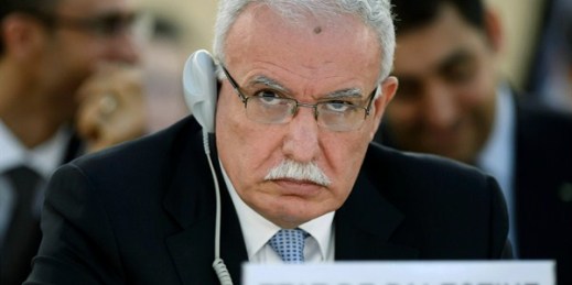 Palestinian Minister of Foreign Affairs Riad al-Malki listens to a statement at the United Nations Human Rights Council at the U.N. headquarters in Geneva, Switzerland, Wednesday, July 23, 2014 (AP Photo/Keystone, Martial Trezzini).