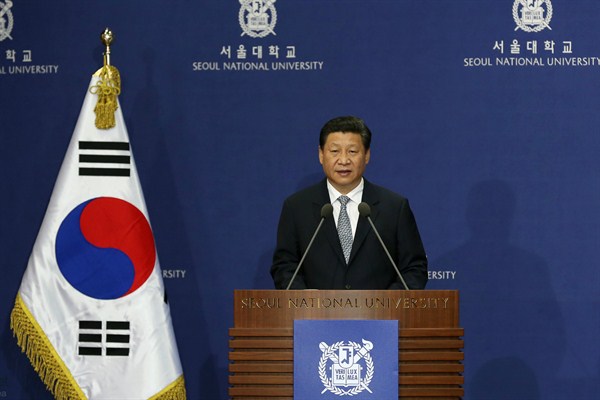 Chinese President Xi Jinping at Seoul National University, South Korea, July 4, 2014 (photo from the website of the Republic of Korea licensed under the Creative Commons Attribution-ShareAlike 2.0 Generic license).