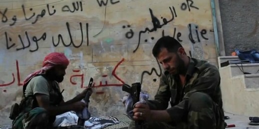 FSA rebels cleaning their AK47s, Aleppo, Syria, Oct. 19, 2012 (photo via Wikimedia, licensed under the Creative Commons Attribution-Share Alike 3.0 Unported license).