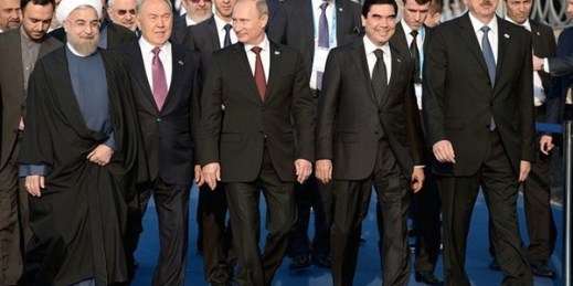 Leaders walk along the Volga embankment during the Caspian Summit, Astrakhan, Russia, Sept. 29, 2014 (Russian Presidential Press and Information Office photo).