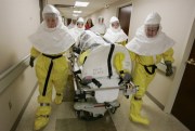 A drill in the biocontainment unit in Omaha, Neb., Oct. 28, 2006 (AP photo by Nati Harnik).