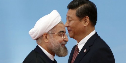 Iran's President Hassan Rouhani, left, and Chinese President Xi Jinping before the opening ceremony at the fourth Conference on Interaction and Confidence Building Measures in Asia (CICA) summit in Shanghai, China, May 21, 2014 (AP photo by Aly Song).