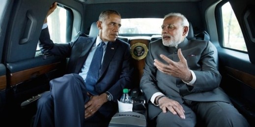 President Barack Obama and Indian Prime Minister Narendra Modi travel by motorcade en route to the Martin Luther King, Jr. Memorial on the National Mall in Washington, D.C., Sept. 30, 2014 (Official White House Photo by Pete Souza).