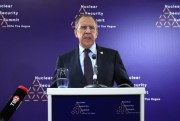 Russian Foreign Minister Sergey Lavrov addresses the media at the Nuclear Security Summit (NSS) in The Hague, Netherlands, March 24, 2014 (AP photo by Yves Logghe).