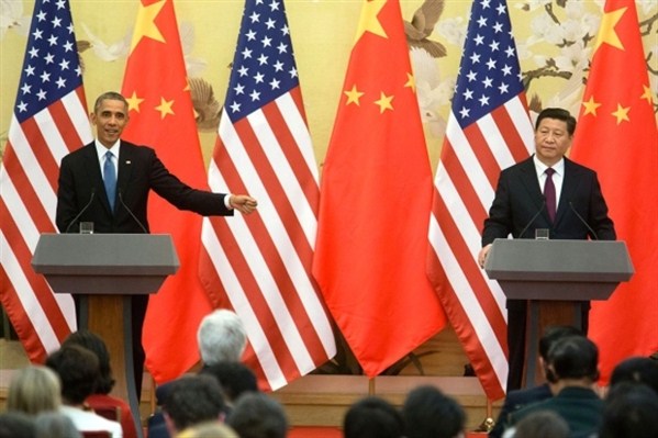 U.S. President Barack Obama and Chinese President Xi Jinping hold a press conference at the Great Hall of the People in Beijing, China, Nov. 12, 2014 (Official White House Photo by Chuck Kennedy).