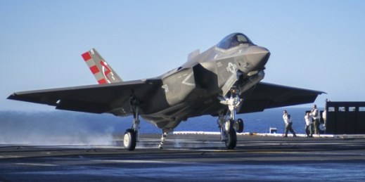 An F-35C Lightning II carrier variant Joint Strike Fighter lands on the flight deck of the aircraft carrier USS Nimitz, Nov. 5, 2014  (U.S. Navy photo by Mass Communication Spc. Shauna C. Sowersby).