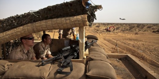 Peacekeepers from the Netherlands serving with the UN Multidimensional Integrated Stabilization Mission in Mali (MINUSMA) keep watch in Gao, Mali, Feb. 26, 2014 (U.N. photo by Marco Dormino).
