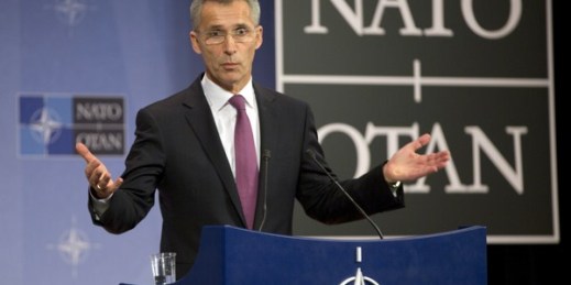 NATO Secretary General Jens Stoltenberg at a media conference at NATO headquarters in Brussels, Belgium, Dec. 2, 2014 (AP photo by Virginia Mayo).