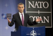 NATO Secretary General Jens Stoltenberg at a media conference at NATO headquarters in Brussels, Belgium, Dec. 2, 2014 (AP photo by Virginia Mayo).