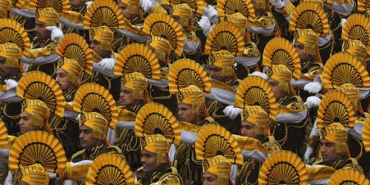 Indian paramilitary soldiers march during the Republic Day parade in New Delhi, India, Jan. 26, 2015 (AP photo by Manish Swarup).