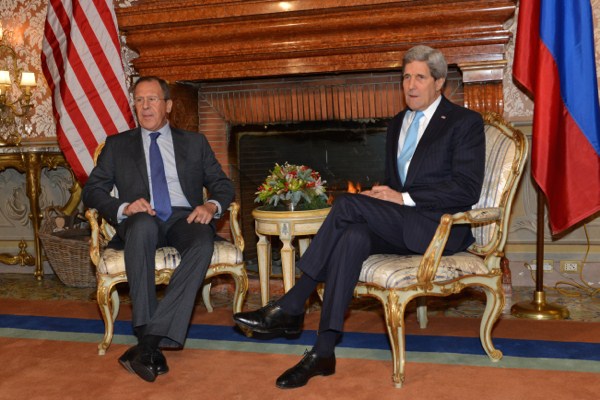 U.S. Secretary of State John Kerry meets with Russian Foreign Minister Sergey Lavrov at the U.S. Ambassador’s residence in Rome, Italy, Dec. 14, 2014 (State Department photo).