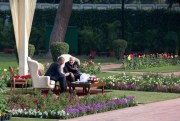 U.S. President Barack Obama and Indian Prime Minister Narendra Modi have tea in the garden at Hyderabad House in New Delhi, Jan 25, 2015 (Official White House Photo by Pete Souza).