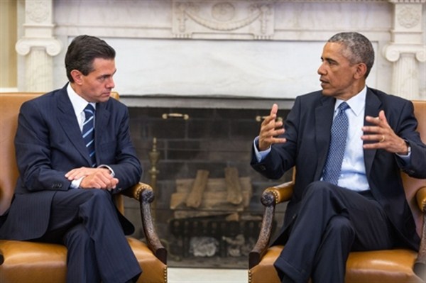 U.S. President Barack Obama holds a bilateral meeting with Mexican President Enrique Pena Nieto in the Oval Office, Washington, D.C., Jan. 6, 2015 (Official White House Photo by Pete Souza).