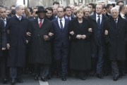 Leaders from Israel, Mali, France, Germany, the EU and Palestine march during a rally in Paris, France, Jan. 11, 2015 (AP photo by Philippe Wojazer).