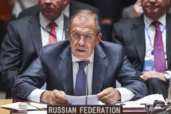 Russian Foreign Minister Sergey Lavrov addresses the Security Council, United Nations, New York, Sept. 24, 2014 (U.N. photo by Amanda Voisard).