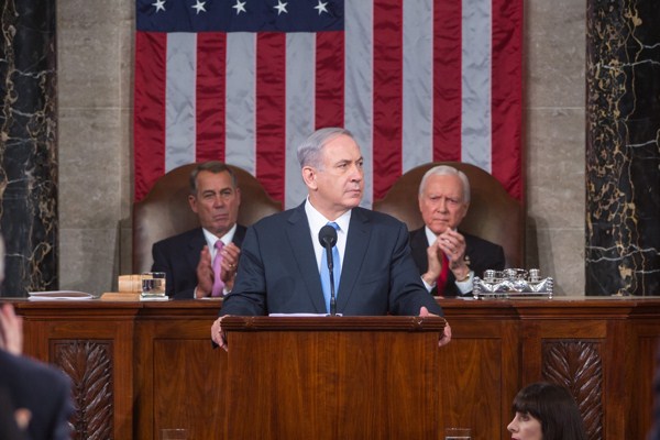 Israeli Prime Minister Benjamin Netanyahu addresses a joint meeting of Congress, Washington, D.C., March 3, 2015 (Official photo from the office of Speaker of the House John Boehner by Caleb Smith).