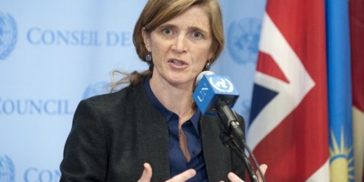 Samantha Power, United States Permanent Representative to the U.N., briefs the press, United Nations, New York, Sept. 30, 2014 (U.N. photo by Kim Haughton).
