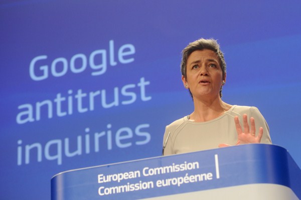 European Union Commissioner for Competition Margrethe Vestager announces antitrust charges against Google, Brussels, Belgium, April 15, 2015 (EU Commission photo).