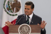 Mexican President Enrique Pena Nieto at a press conference, Mexico City, Mexico, April 27, 2015 (AP photo by Rebecca Blackwell).