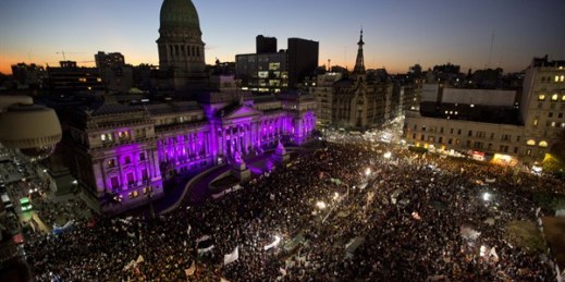 People demonstrate against violence against women outside the National Congress in Buenos Aires, Argentina, June 3, 2015 (AP photo by Natacha Pisarenko).