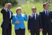 U.S. President Barack Obama, German Chancellor Angela Merkel, French President Francois Hollande and British Prime Minister David Cameron at the G-7, Garmisch-Partenkirchen, Germany, June 7, 2015. (AP photo by Carolyn Kaster).