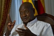 Ugandan President Yoweri Museveni speaks during an interview, New York, May 5, 2015 (AP photo by Bebeto Matthews).