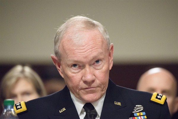 Chairman of the Joint Chiefs of Staff Gen. Martin E. Dempsey testifies before the U.S. Senate Committee on Armed Services, Capitol Hill, July 7, 2015 (DoD photo by Army Staff Sgt. Sean K. Harp).