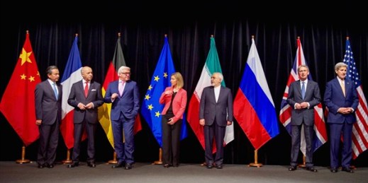U.S. Secretary of State John Kerry, the European Union foreign affairs chief and the foreign ministers of the other P5+1 countries, Vienna, Austria, July 14, 2015 (State Department photo).