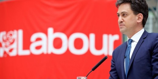 Ed Miliband speaks at a British Labour Party campaign rally in May, 2015 (U.K. Labour Party photo).
