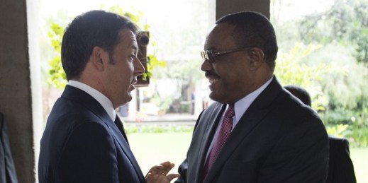 Italian Prime Minister Matteo Renzi meets with Ethiopian Prime Minister Hailemariam Desalegn, Addis Ababa, Ethiopia, July 14. 2015 (Photo from the Office of the Italian Prime Minister).