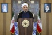 Iranian President Hassan Rouhani addresses the nation in a televised speech after a nuclear agreement was announced in Vienna, Tehran, Iran, July 14, 2015 (AP photo by Ebrahim Noroozi).