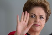 Brazilian President Dilma Rousseff arrives to greet leaders arriving for a Mercosur Summit at the Itamaraty Palace, Brasilia, Brazil, July 17, 2015 (AP photo by Joedson Alves).
