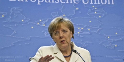 German Chancellor Angela Merkel speaks during a media conference after a meeting of eurozone heads of state at the EU Council building, Brussels, July 13, 2015 (AP photo by Michel Euler).
