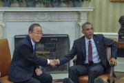 U.N. Secretary-General Ban Ki-moon meets with U.S. President Barack Obama in the Oval Office, Washington, D.C., Aug. 4, 2015 (U.N. photo by Mark Garten).