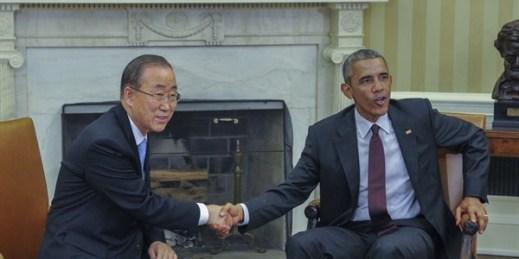 U.N. Secretary-General Ban Ki-moon meets with U.S. President Barack Obama in the Oval Office, Washington, D.C., Aug. 4, 2015 (U.N. photo by Mark Garten).