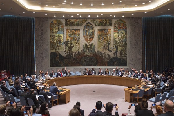 The United Nations Security Council unanimously adopts a resolution creating a Joint Investigative Mechanism to identify those responsible for the use of chemical weapons in Syria, New York, Aug. 7, 2015 (U.N. photo by Eskinder Debebe).