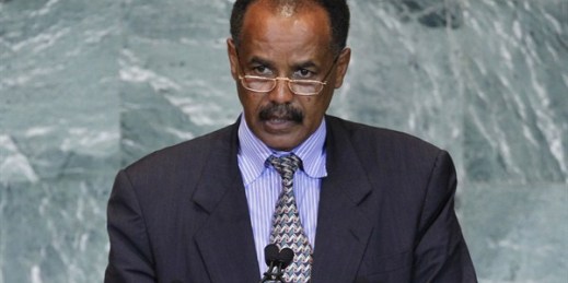 President Isaias Afwerki of Eritrea addresses the 66th session of the United Nations General Assembly at U.N. headquarters, New York, NY, Sept. 23, 2011 (AP photo by Jason DeCrow).