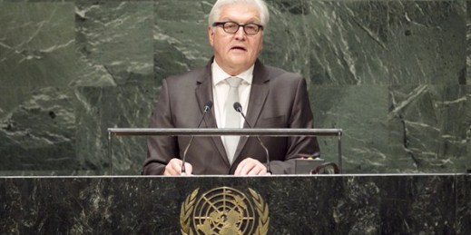 German Foreign Minister Frank-Walter Steinmeier addresses the general debate of the sixty-ninth session of the General Assembly, United Nations, New York, Sept. 27, 2015 (U.N. Kim Haughton).