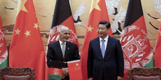 Afghanistani President Ashraf Ghani Ahmadzai with Chinese President Xi Jinping during a signing ceremony at the Great Hall of the People, Beijing, China, Oct. 28, 2014 (AP photo by Andy Wong).