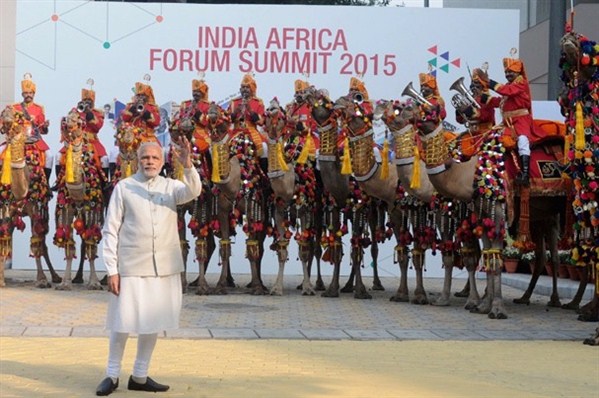 Indian Prime Minister Narendra Modi arrives at the India Africa Forum Summit, New Delhi, India, Oct. 29, 2015 (photo from the website of the Indian Prime Minister).