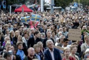Thousands of people attend a "Refugee Welcome" demonstration at the Gotaplatsen square, Gothenburg, Sweden, Sept. 9, 2015 (AP photo by Adam Ihse).