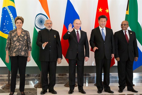 Leaders of the BRICS at the G-20 Summit in Antalya, Turkey, Nov. 15, 2015 (AP photo by Alexander Zemlianichenko).
