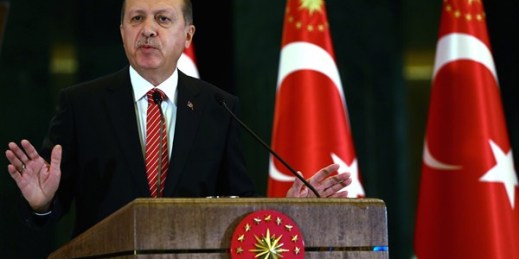 Turkish President Recep Tayyip Erdogan at the presidential palace, Ankara, Turkey, Nov. 24, 2015 (AP photo by Kayhan Ozer).