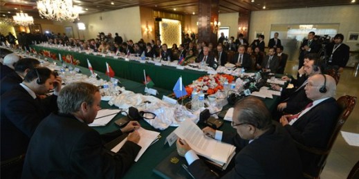 Pakistan, Afghanistan and other countries' delegates at the Heart of Asia conference, Islamabad, Pakistan, Dec. 9, 2015 (Pool photo via AP by Aamir Quresh).