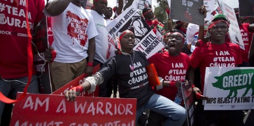 Protesters at an anti-corruption demonstration, Nairobi, Kenya, Dec. 1, 2015 (AP photo by Ben Curtis).