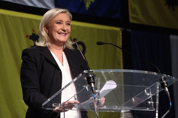 French far-right National Front Party leader, Marine Le Pen, delivers a speech after the first round of regional elections, Henin-Beaumont, Dec. 6, 2015 (AP photo by Michel Spingler).